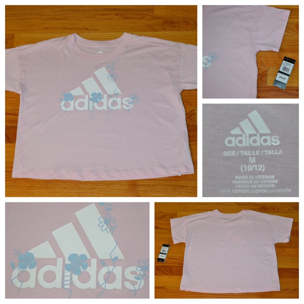Youth girls Adidas logo t-shirt, size M 10/12 NWT